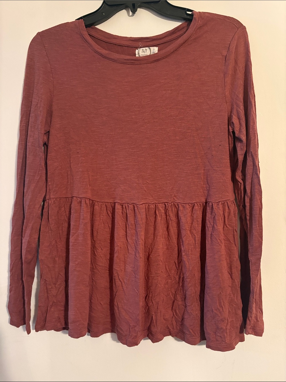 Maurices Mauve Long-Sleeve Peplum Top